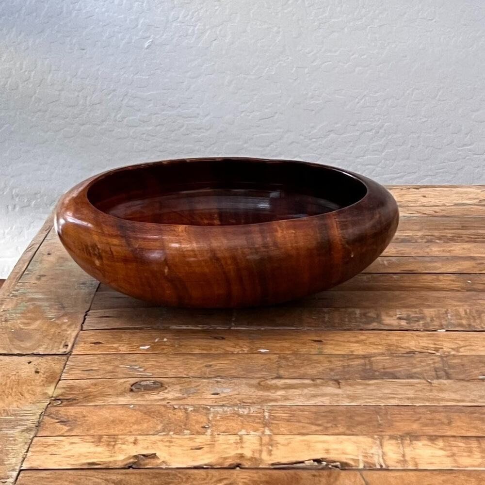 Vintage Solid Wood Bowl 10" MCM Modern - Picture 3 of 12